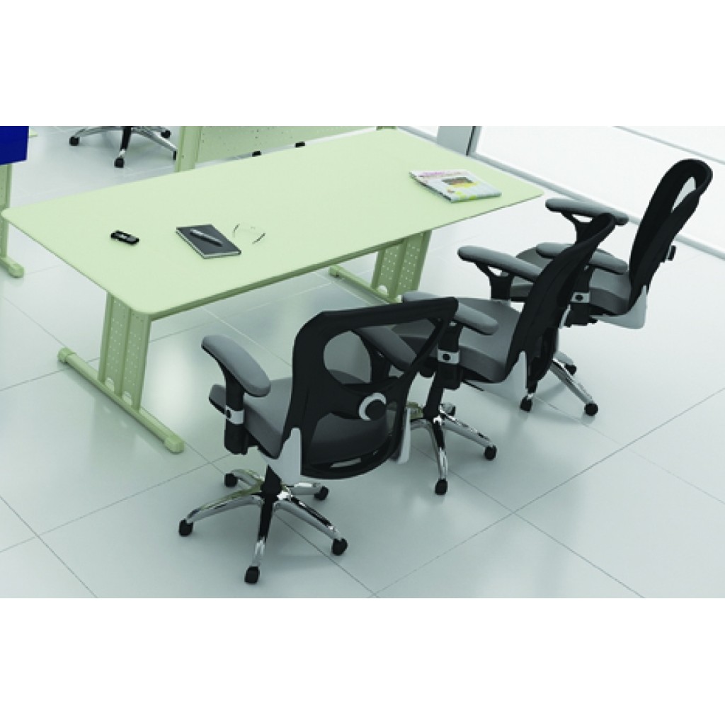 Mesa De Reunião Para Escritório Painel E Pés Em Aço Tampo 15mm